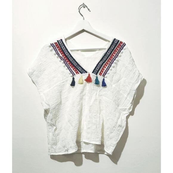 BOHEMIAN EMBROIDERED TASSEL BEACH TOP - Picture 1 of 4